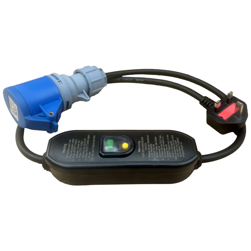 Safely power your Phantom Gutter Vacuum or other 16A appliances using this 13A to 16A 240V adapter, featuring integrated RCD protection for added electrical safety.