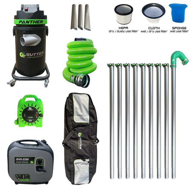  1700w Panther Gutter Vacuum with the Lightest 1.2m Aerospace Aluminium in the Industry – 500g Poles