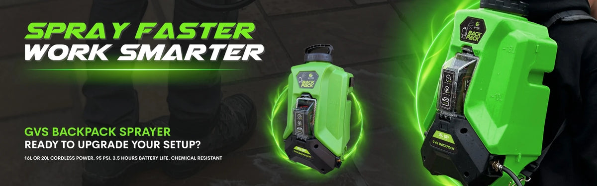 GVS backpack sprayer for professional exterior cleaning