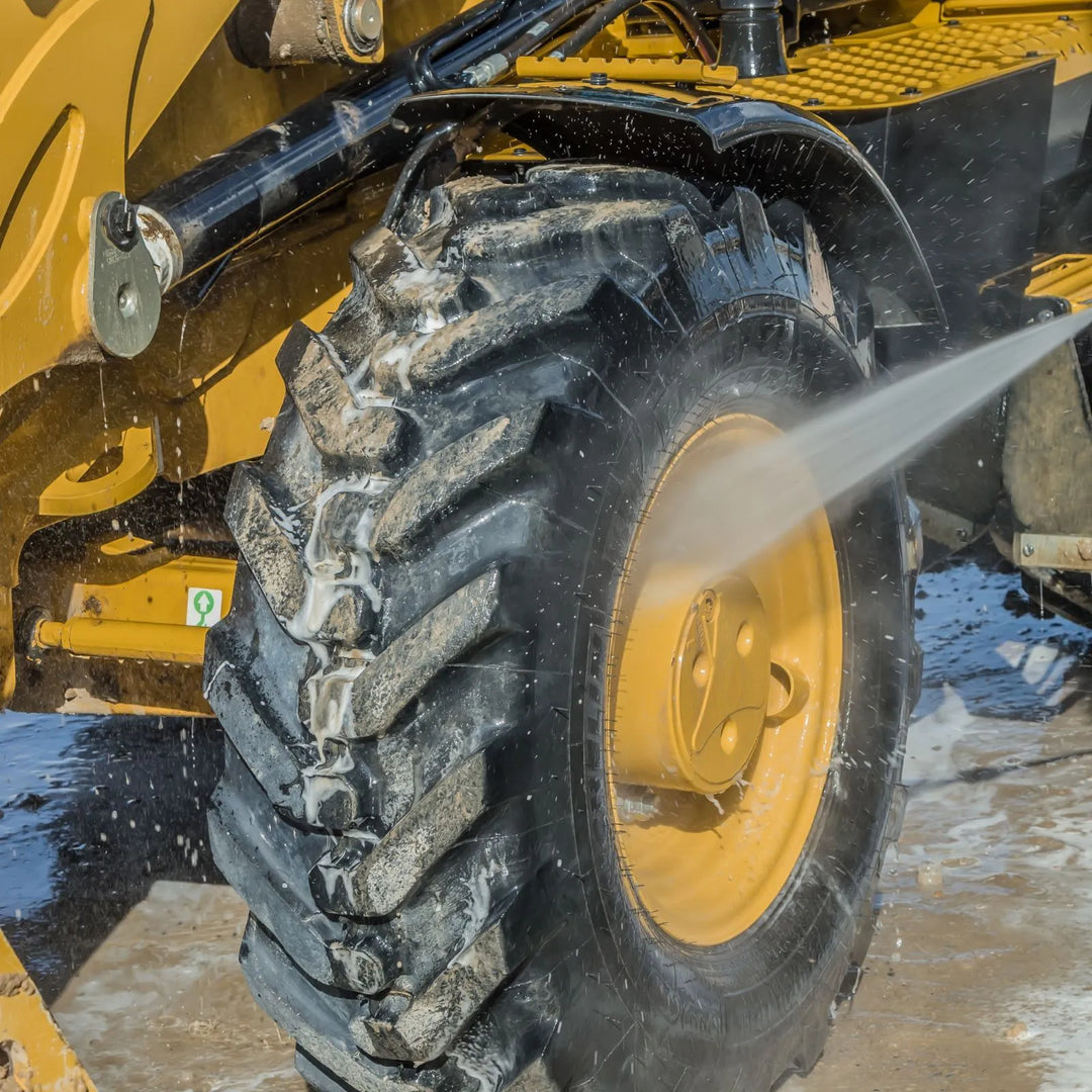 Pressure washing vehicles, machinery and agricultural equipment