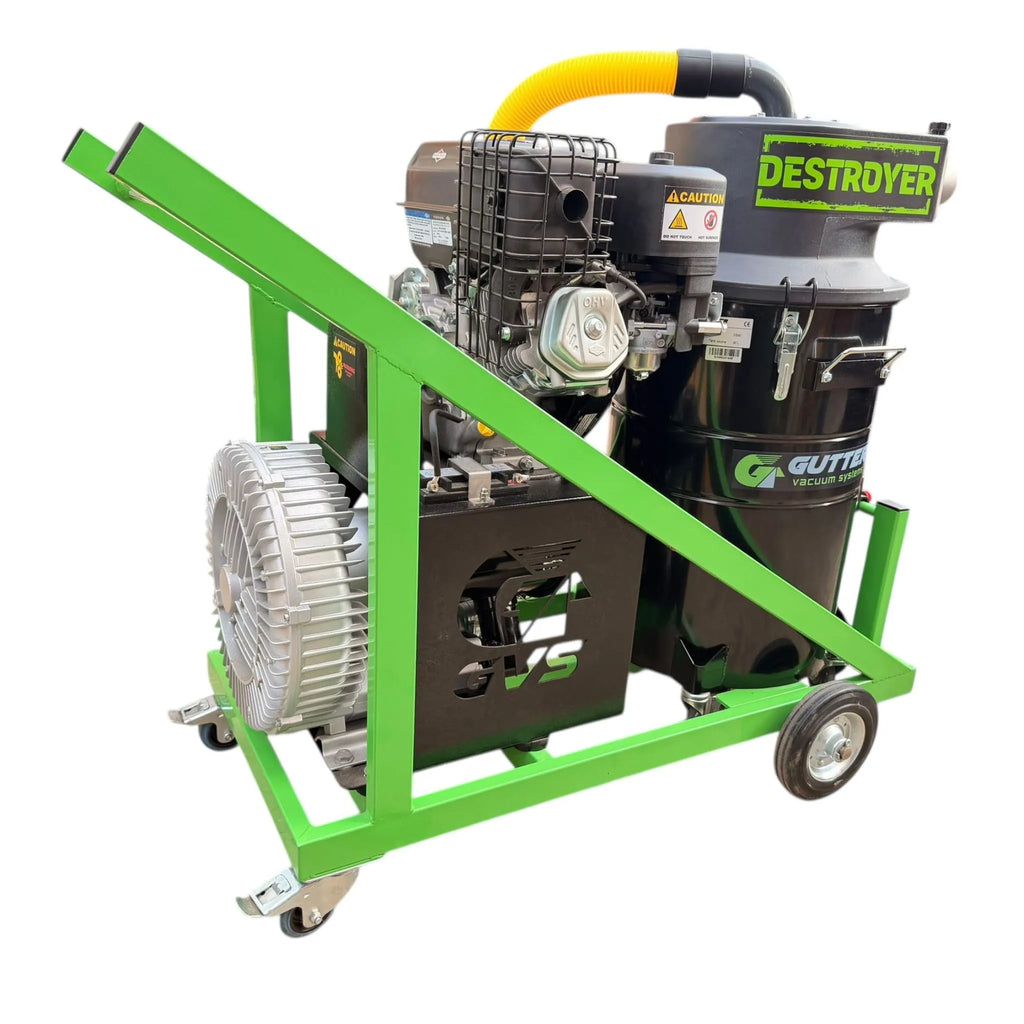 Mains-free Destroyer gutter vacuum delivering 9,500 LPM airflow for demanding commercial gutter cleaning