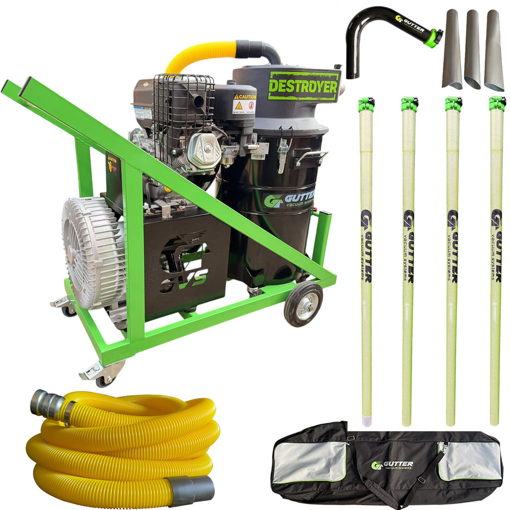Destroyer Petrol Vac with 20ft Anti Conductive Gutter Vacuum Poles