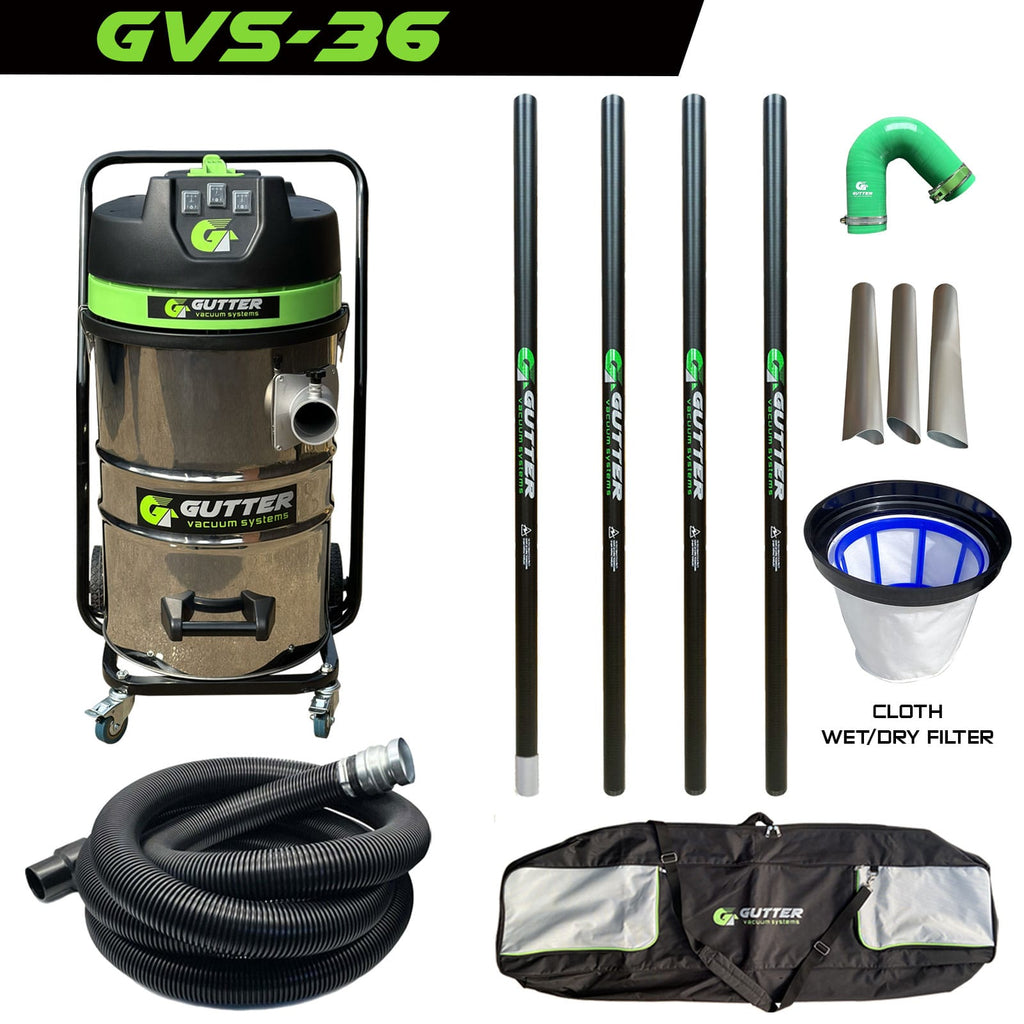GVS-36 Gutter Vacuum - Original GVS Trolley - 20ft Push Fit Carbon Pole Package