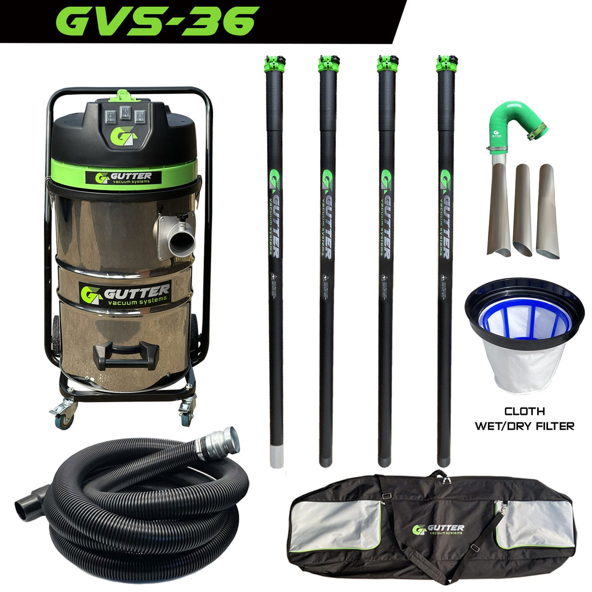 GVS-36 Original GVS Trolley Clamped Carbon 20ft Pole Package with Silicone Flexi Neck