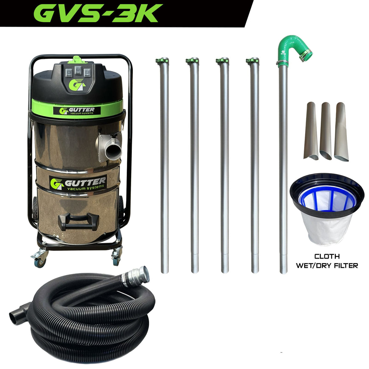 GVS-3K Gutter Vacuum 20ft Aluminium Pole Kit Package without Pole Bag