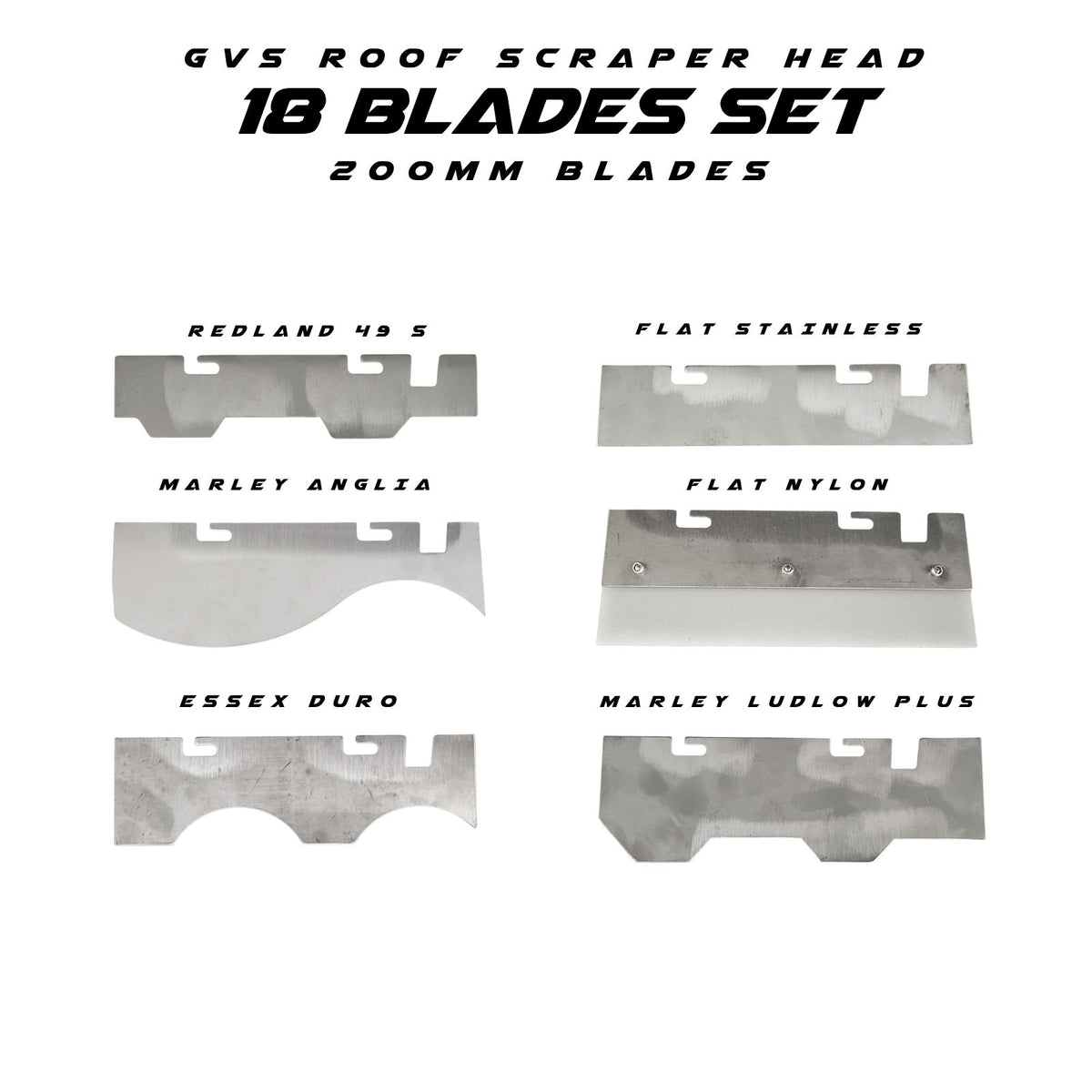 GVS Roof Scraper Head and 18 Blades Set - Included 200mm Blades