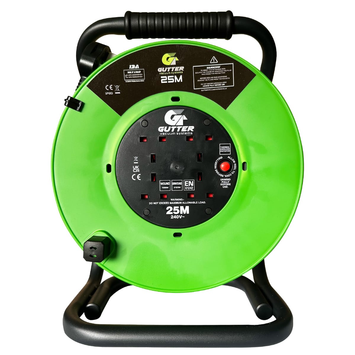 GVS 13A 25M Extension Cable Reel designed for durability and reliable performance on powering our 3600w gutter vacuums