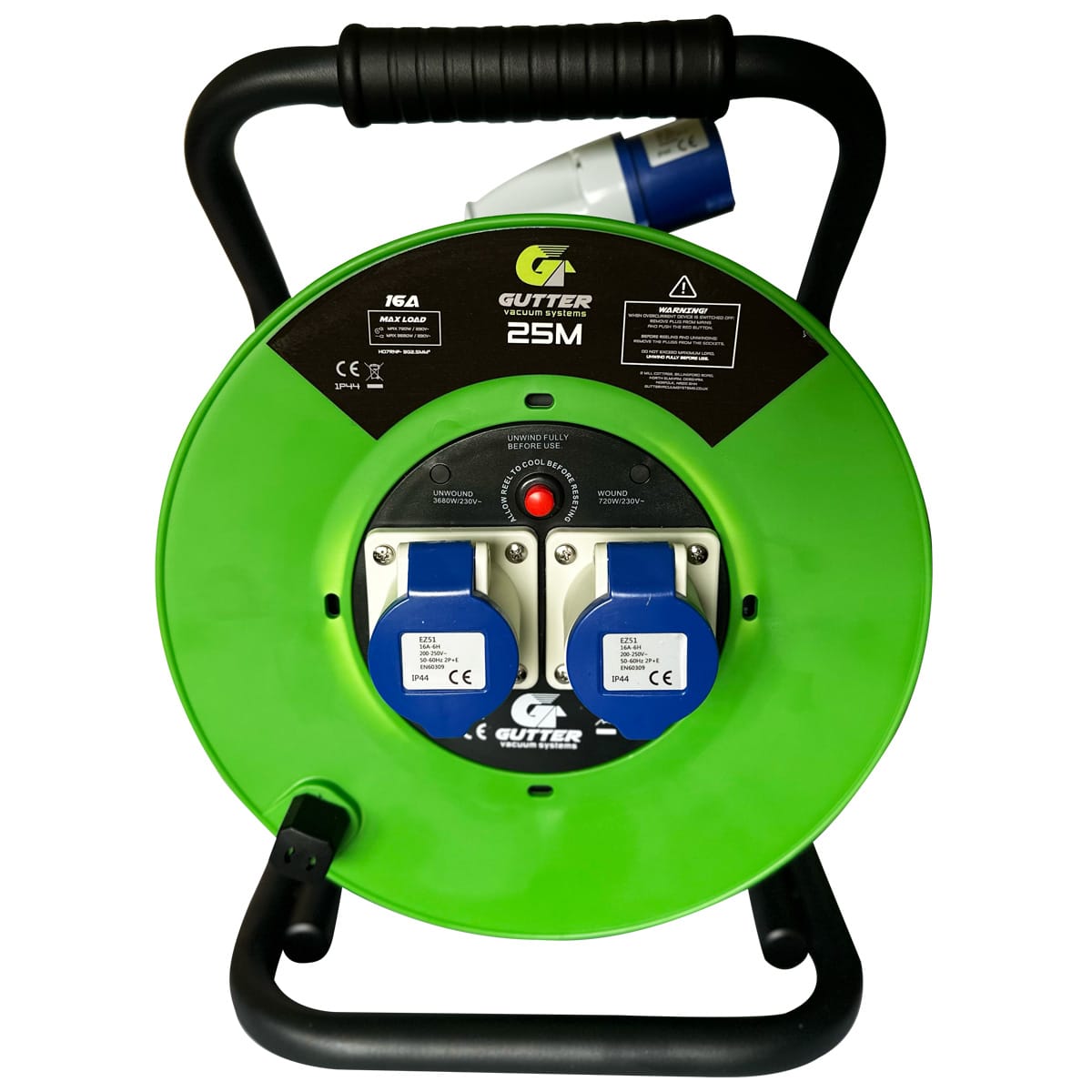 GVS 16A 25M Extension Cable Reel suitable for use with the Phantom Gutter Vacuum