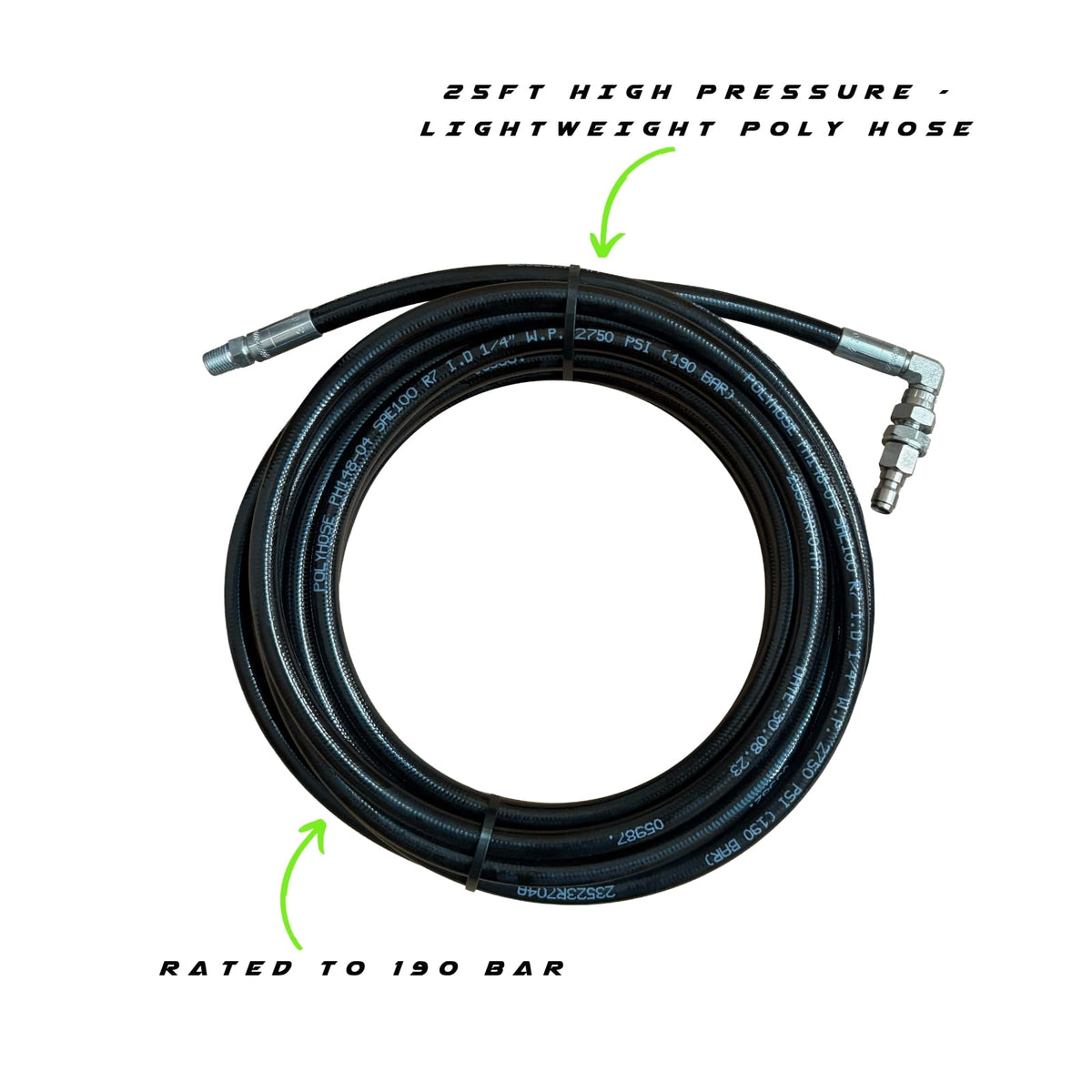 GVS 20 Power Pole Conversion Kit: 25ft high-pressure, lightweight poly hose. Rated to 190 bar.