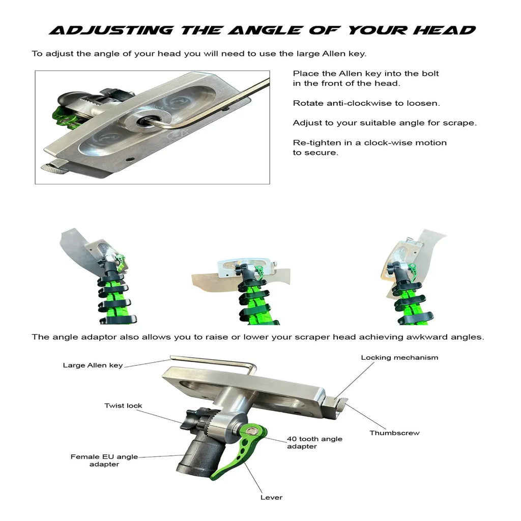 Guide on how to adjust the angle of your roof scraper head
