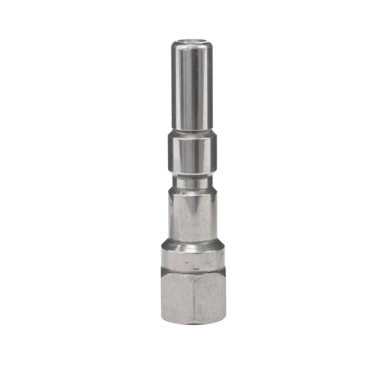 Stainless steel KEW male spigot plug with 1/4 inch female threaded outlet