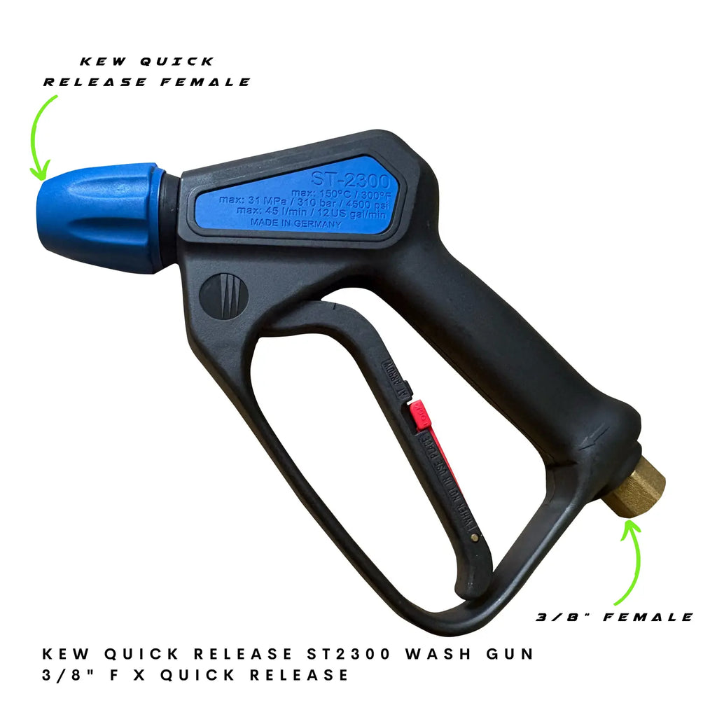 Kew Quick Release ST2300 Wash Gun 3/8" F x Quick Release - Showing the fittings on the wash gun