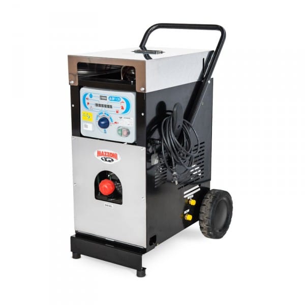 The Mazzoni Firebox is a diesel-heated, electrically powered unit that transforms any cold water pressure washer into a high-performance hot water system