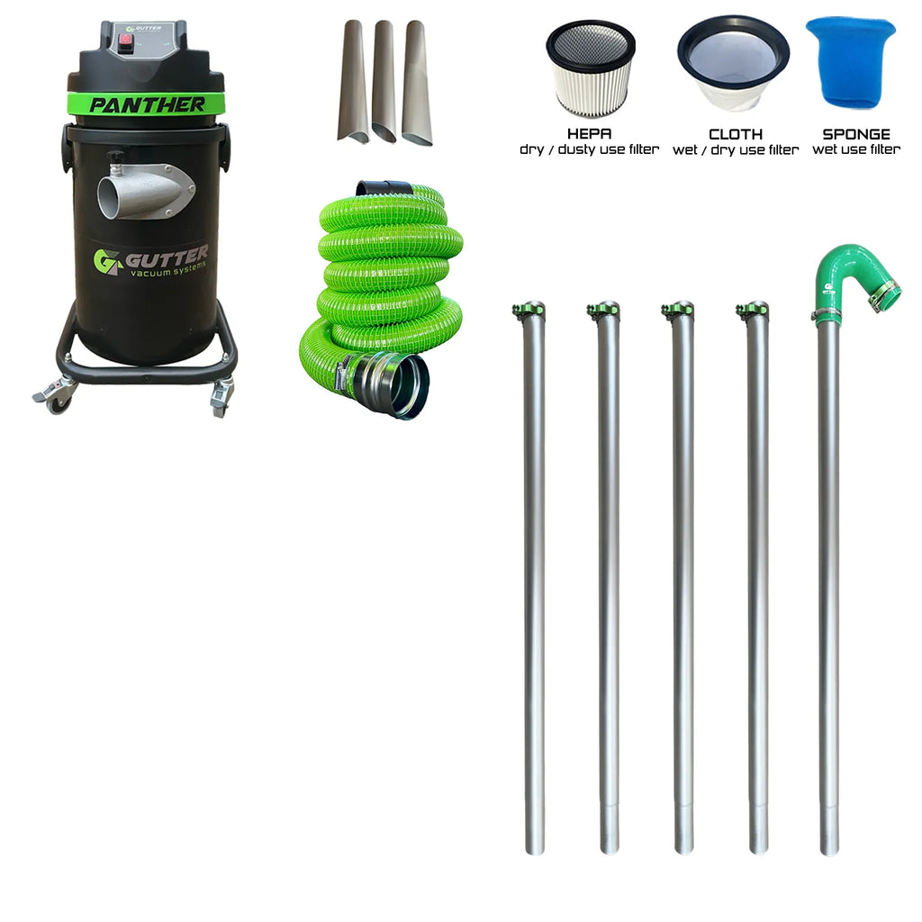 1700W Panther Gutter Vacuum with the Lightest 1.2m Aerospace Aluminium in the Industry – 500g Poles