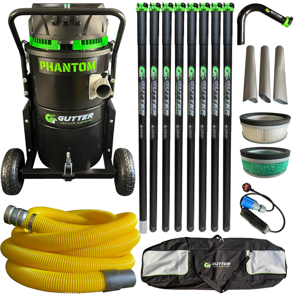 Phantom Gutter Vacuum System with Clamped Carbon Fibre Poles & Rigid Neck