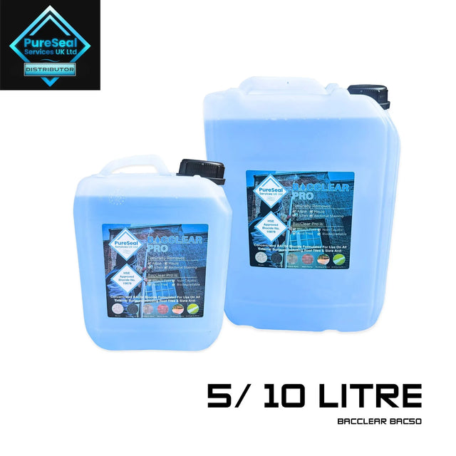 Concentrated BAC50 biocide formulated for use on all external surfaces including roof tiles, slate, render and more. BacClear Pro naturally removes algae, lichen, mould and bacterial staining - with the option of 5L or 10L.