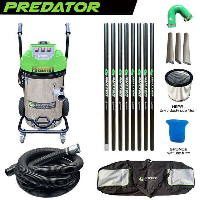 Stainless Steel Predator 40ft Push Fit Carbon Fibre Pole Kit Package with Silicone Flexi Neck