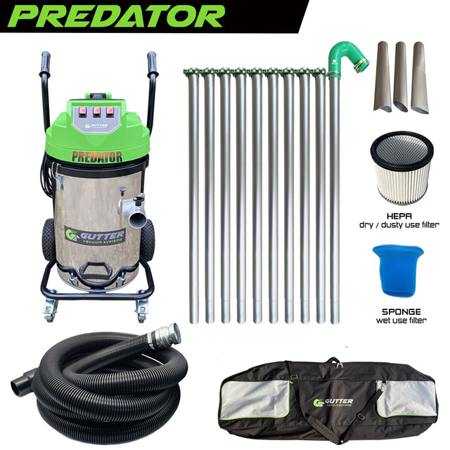 Stainless Steel Predator Gutter Vacuum 3600w Aerospace Aluminium Pole Kit - 40ft