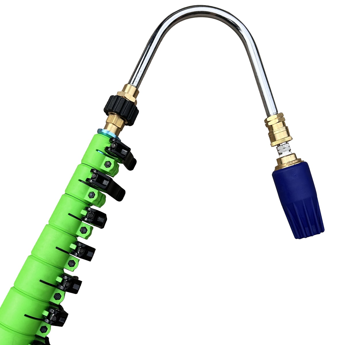 Pressure washing turbo nozzle fitted to a curved U-bend and GVS Power Pole for removing algae and heavy dirt from hard surfaces.