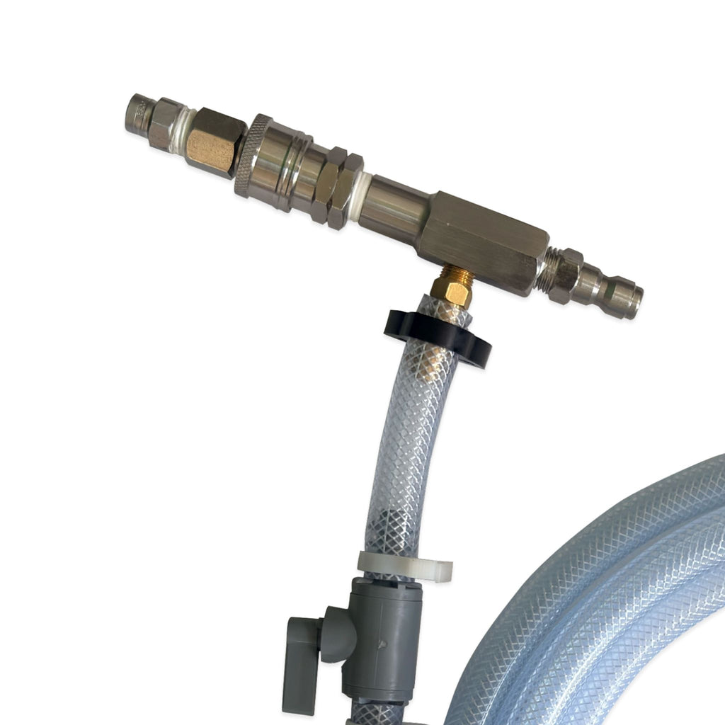 X-Jet shooter with quick release probe inlet attached to 5m suction hose