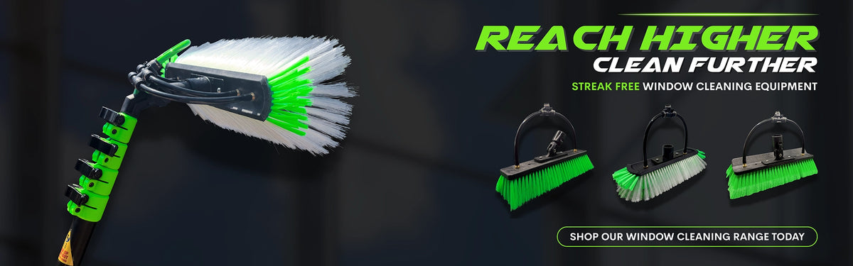 Professional window cleaning equipment and water-fed systems